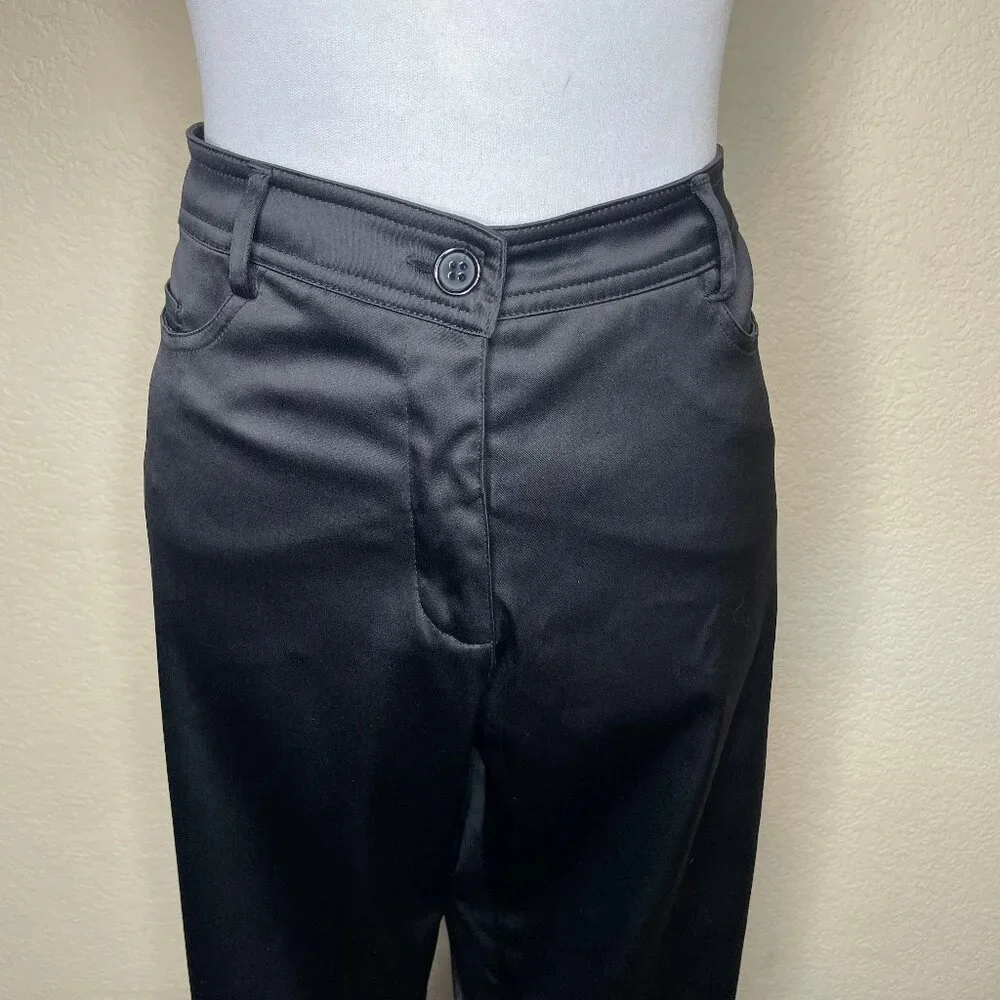 Jessica Allen Black Satin Wide Leg Trousers High Waisted Size 10 - Picture 3 of 10
